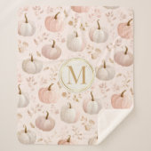 Pastel Pumpkin Monogram – Gepersonaliseerd Initiaa Sherpa Deken (Voorkant)