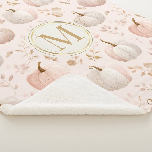 Pastel Pumpkin Monogram – Gepersonaliseerd Initiaa Sherpa Deken (3/4)