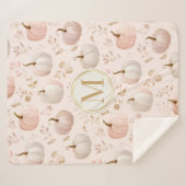 Pastel Pumpkin Monogram – Gepersonaliseerd Initiaa Sherpa Deken (Voorkant (horizontaal))