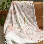 Pastel Pumpkin Monogram – Gepersonaliseerd Initiaa Sherpa Deken