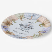 Pastel Pumpkins Boy Baby shower Blue Papieren Bordje (Gekanteld)