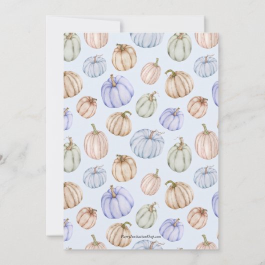 Pastel Pumpkins Boy Baby Shower Invitations (Achterkant)