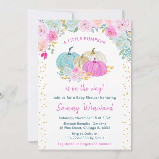 Pastel Pumpkins Confetti Baby shower Kaart (Voorkant)