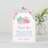 Pastel Pumpkins Floral Baby shower Bedankkaart (Staand voorkant)