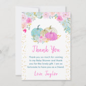 Pastel Pumpkins Floral Baby shower Bedankkaart (Voorkant)