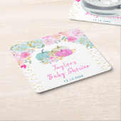 Pastel Pumpkins Floral Baby shower Kartonnen Onderzetters (Schuin)