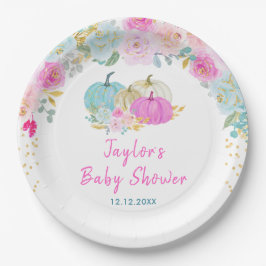 Pastel Pumpkins Floral Baby shower Papieren Bordje