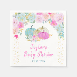 Pastel Pumpkins Floral Baby shower Servet