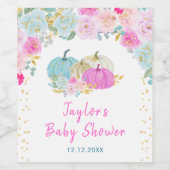Pastel Pumpkins Floral Baby shower Wijn Etiket (Enkel label)