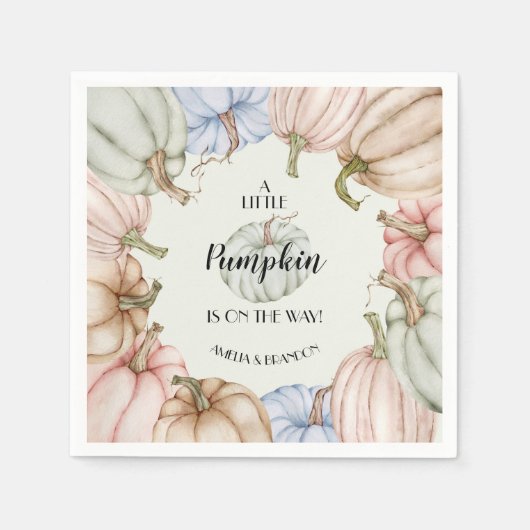 Pastel Pumpkins Gender Neutraal Baby shower Servet (Voorkant)