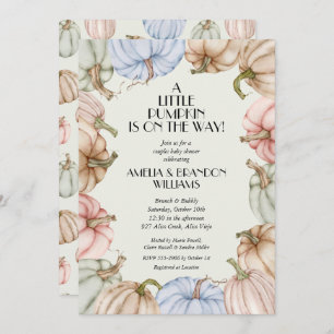 Pastel Pumpkins Green Baby Shower Invitations