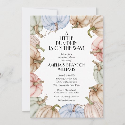 Pastel Pumpkins Mint Baby Shower Invitations (Voorkant)