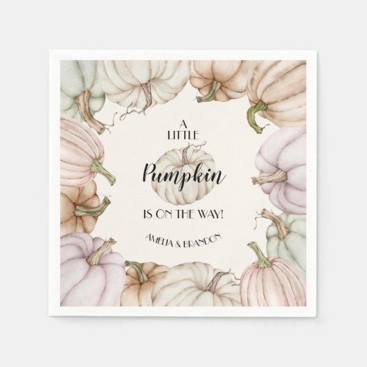 Pastel Pumpkins Neutraal Baby shower Servet (Voorkant)