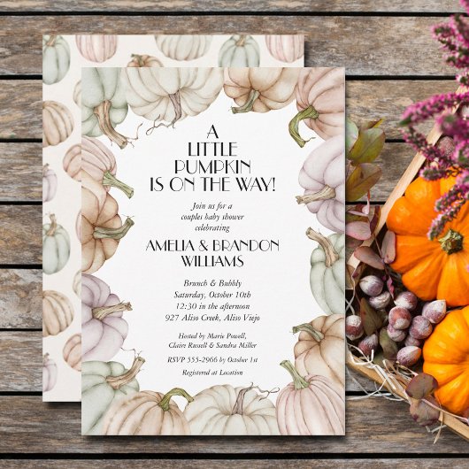 Pastel Pumpkins Neutral Baby Shower Invitations