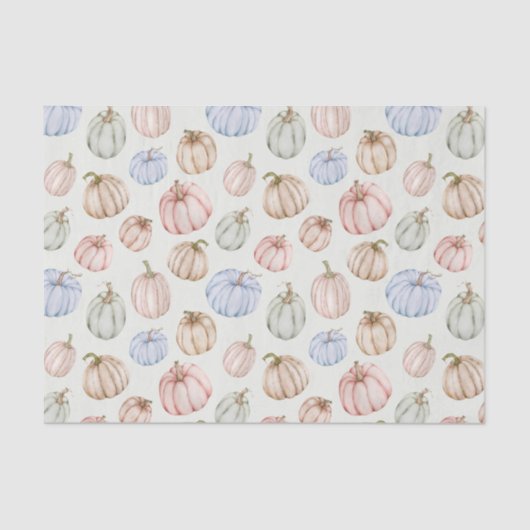 Pastel Pumpkins on Bleek Green Tissuepapier (Voorkant)