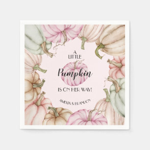 Pastel Pumpkins Pink Girl Baby shower Servet