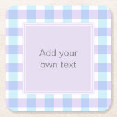 Pastel Purple Gingham Custom Text Kartonnen Onderzetters (Voorkant)