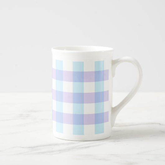 Pastel Purple Gingham Porselein Kop (Rechts)