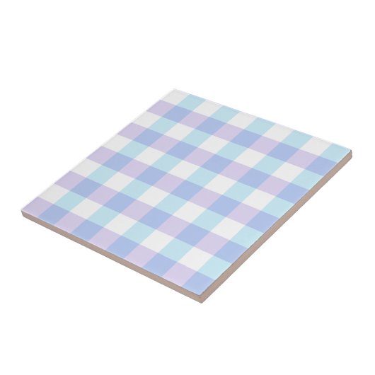 Pastel Purple Gingham Tegeltje (Zijkant)