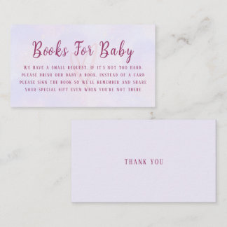 Pastel Purple Pink Baby Shower Book Request Informatiekaartje