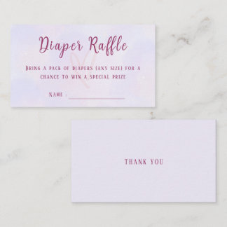 Pastel Purple Pink Baby Shower Diaper Raffle Informatiekaartje
