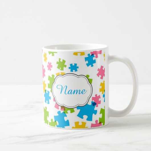 Pastel Puzzle Piece Personalized Mug Koffiemok (Rechts)