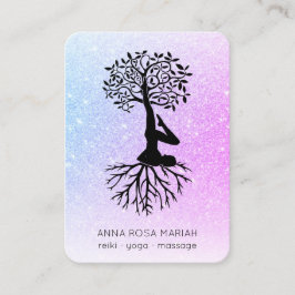 *~* Pastel QR Man Tree of Life Yoga Woman Visitekaartje