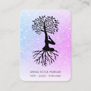 *~* Pastel QR Man Tree of Life Yoga Woman Visitekaartje