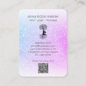 *~* Pastel QR Man Tree of Life Yoga Woman Visitekaartje (Achterkant)
