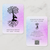 *~* Pastel QR Man Tree of Life Yoga Woman Visitekaartje (Voorkant / Achterkant)