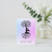 *~* Pastel QR Man Tree of Life Yoga Woman Visitekaartje (Staand voorkant)