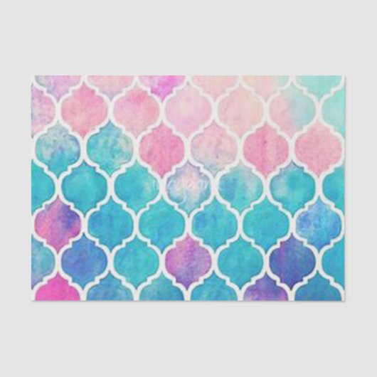 Pastel Quatrefoil Patroon Tissuepapier (Voorkant)
