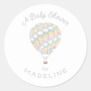 Pastel Quilt Hete Luchtballon Baby shower Ronde Sticker
