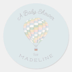 Pastel Quilt Hete Luchtballon Baby shower Ronde Sticker