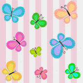 Pastel Quilty Butterflies on Blue White Stripe Kussen