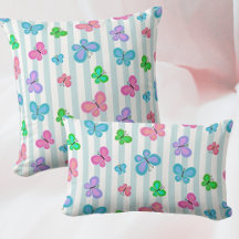 Pastel Quilty Vlinders op Blauwe Witte Streep