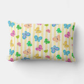Pastel Quilty Vlinders op Gele Witte Streep Kussen (Voorkant)