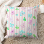 Pastel Quilty Vlinders op Roze Witte Streep Kussen (Deken)