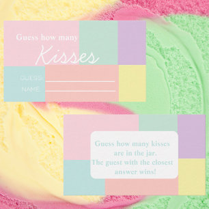 Pastel "Raad eens hoeveel kussen" Vrijgezellenfees Informatiekaartje