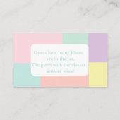Pastel "Raad eens hoeveel kussen" Vrijgezellenfees Informatiekaartje (Achterkant)
