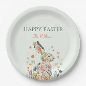 Pastel Rabbit Paasfeest Papieren Bordje (Voorkant)