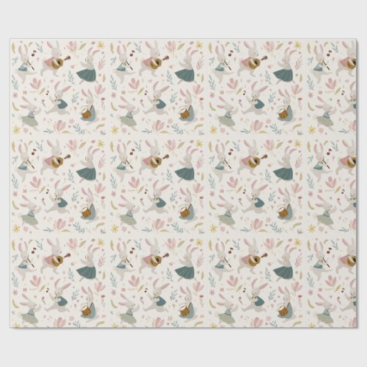 Pastel Rabbits Pattern | Easter Wrapping Paper Cadeaupapier (Vlak)