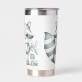 Pastel Raccoon Cottage Neutral Woodland Scene Geïsoleerde Drinkbeker (Links)