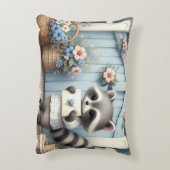 Pastel Raccoon Letter Garden Accent Kussen (Achterkant (Verticaal))