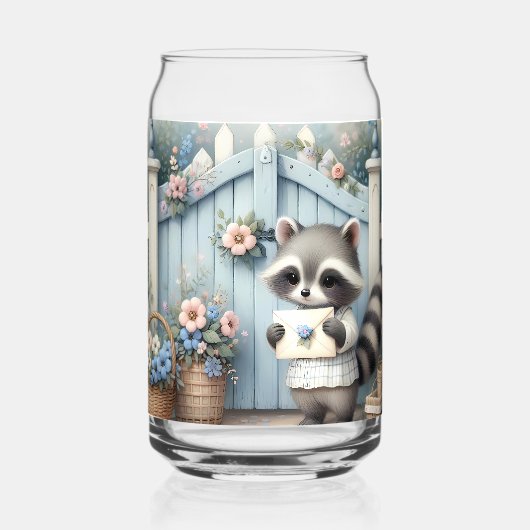 Pastel Raccoon Letter Garden Blikvorm Glas (Voorkant)