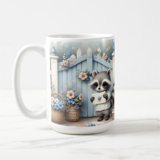 Pastel Raccoon Letter Garden Koffiemok (Links)