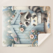 Pastel Raccoon Letter Garden Sherpa Deken (Voorkant (horizontaal))