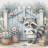 Pastel Raccoon Letter Garden Sticker (Voorkant)