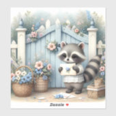 Pastel Raccoon Letter Garden Sticker (Vel)