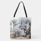 Pastel Raccoon Letter Garden Tote Bag (Voorkant)